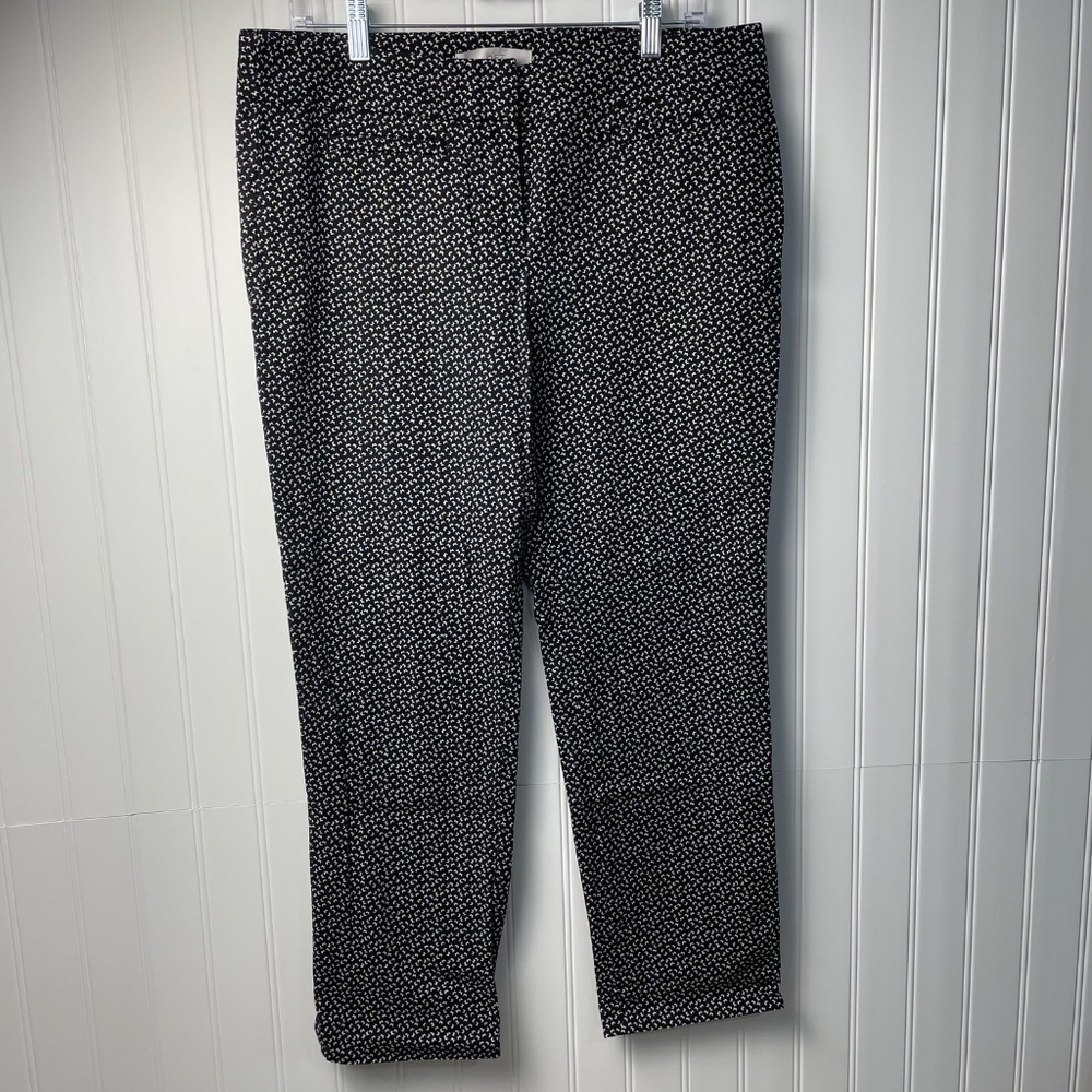 Loft Womans Marisa Butterfly Black White Ankle Pants Sz 10 Whimsical‎ Casual